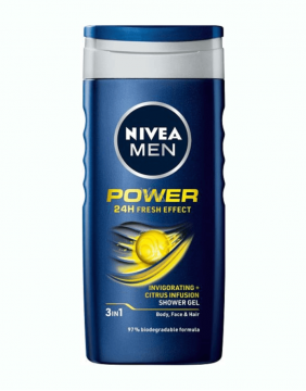 Dušo gelis "NIVEA Power 24H Fresh Effect 3in1", 250 ml