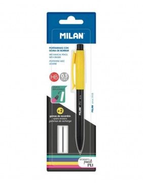 Mechaninis pieštukas PL1 0.5 mm su 2 trintukais Black-Yellow