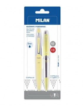 Pen blue with mech. pencil Capsule SILVER Yellow