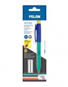 Mechanical pencil PL1 0.9 mm with 2 erasers Green-Blue