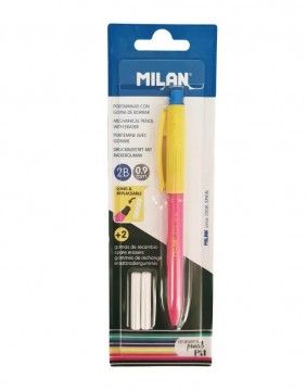 Механический карандаш PL1 0,9 мм с 2 резинками Pink-Yellow
