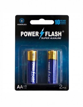 Baterijas POWER FLASH Super Alkaline AA LR6 1,5V 2 gab