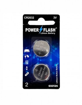Batteries POWER FLASH Lithium Battery CR2032 3V 2 pcs