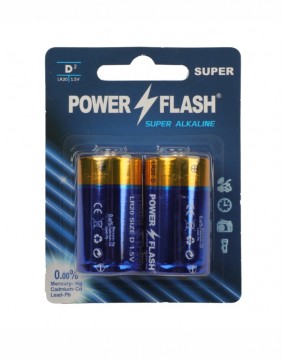 Batteries POWER FLASH Super Alkanine LR20 D 1,5V 2 pcs