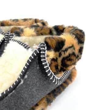 Natural wool slippers "Wild Leopard"