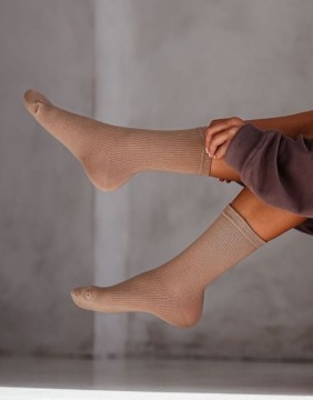 Moteriškos kojinės "Ribbed Beige"
