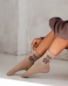 Moteriškos kojinės "Teddy Bear Brown"