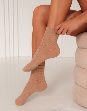 Moteriškos kojinės "Openwork Bandless Beige"