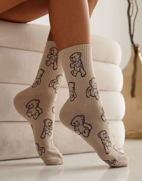 Moteriškos kojinės "Bear Countors Beige"