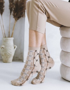 Moteriškos kojinės "Fashion Plaid Beige"