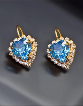 Earrings "Heart of ocean aquamarine"