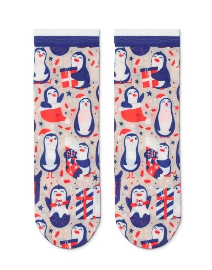 Moteriškos kojinaitės "Happy xmas penguins"