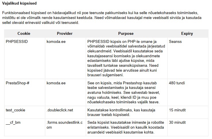 Būtini slapukai